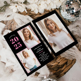 Klasse 2025 | Foto Rosa und Schwarzes Grad Party Einladung