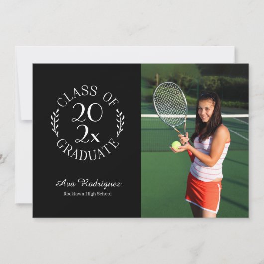 Klasse 2025 Foto Schwarzer Abschluss Grad 2 Ankündigung (Vorderseite)