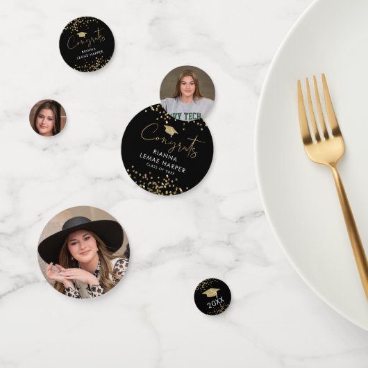 Klasse 2025 Fun Gold Glitzer Foto Abschluss Konfetti (Gruppe)