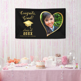 Klasse 2025 Grad Foto Black and Gold Abschluss Banner
