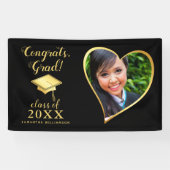 Klasse 2025 Grad Foto Black and Gold Abschluss Banner (Horizontal)