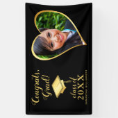 Klasse 2025 Grad Foto Black and Gold Abschluss Banner (Vertikal)