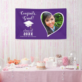 Klasse 2025 Grad Foto Lila Weißer Abschluss Banner