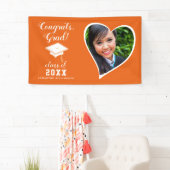 Klasse 2025 Grad Foto Orange Weißer Abschluss Banner (Insitu)
