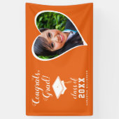 Klasse 2025 Grad Foto Orange Weißer Abschluss Banner (Vertikal)