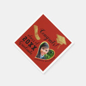 Klasse 2025 Grad Foto Red Black Gold Abschluss Serviette (Ecke)