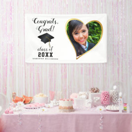 Klasse 2025 Grad Foto White Black Gold Abschluss Banner