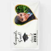 Klasse 2025 Grad Foto White Black Gold Abschluss Banner (Vertikal)