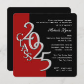 Klasse 2025 Grad Rot und Schwarz Einladung (Vorne/Hinten)