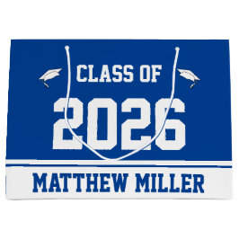Klasse 2025 & Grad's Name on Deep Blue and White Große Geschenktüte