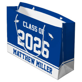 Klasse 2025 & Grad's Name on Deep Blue and White Große Geschenktüte