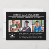 Klasse 2025 Graduate Black 3 Foto Abschluss Einladung (Vorderseite)