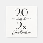 Klasse 2025 Graduate Chic Black & White Script Serviette (Vorderseite)