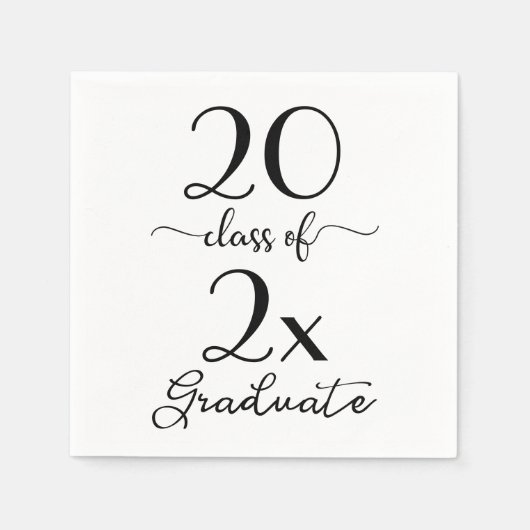 Klasse 2025 Graduate Chic Black & White Script Serviette (Vorderseite)