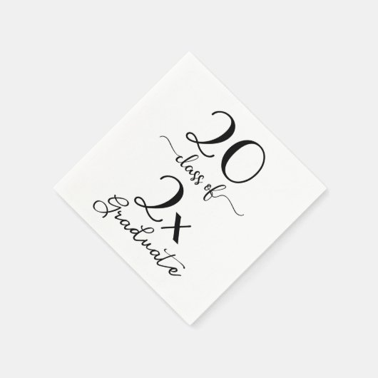 Klasse 2025 Graduate Chic Black & White Script Serviette (Ecke)