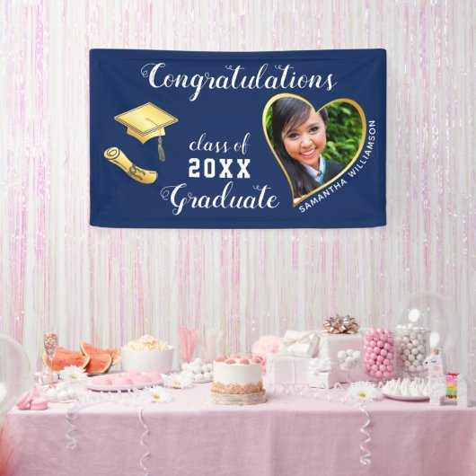 Klasse 2025 Graduate Foto Blue Abschluss Banner (Party)