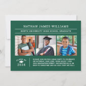 Klasse 2025 Graduate Green 3 Foto Abschluss Einladung (Vorderseite)