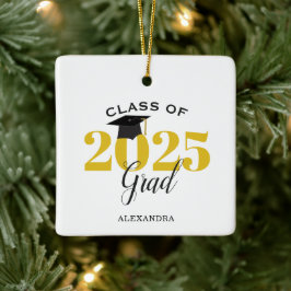 Klasse 2025 Graduate Modern Gold and Black Keramikornament