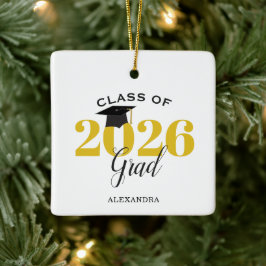 Klasse 2025 Graduate Modern Gold and Black Keramikornament