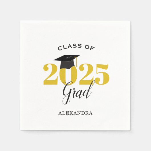Klasse 2025 Graduate Modern Gold and Black Serviette (Vorderseite)