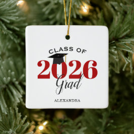 Klasse 2025 Graduate Modern Red and Black Keramikornament
