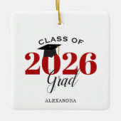 Klasse 2025 Graduate Modern Red and Black Keramikornament (Vorderseite)
