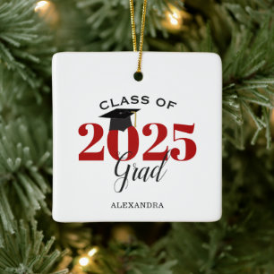 Klasse 2025 Graduate Modern Red and Black Keramikornament