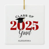 Klasse 2025 Graduate Modern Red and Black Keramikornament (Rückseite)