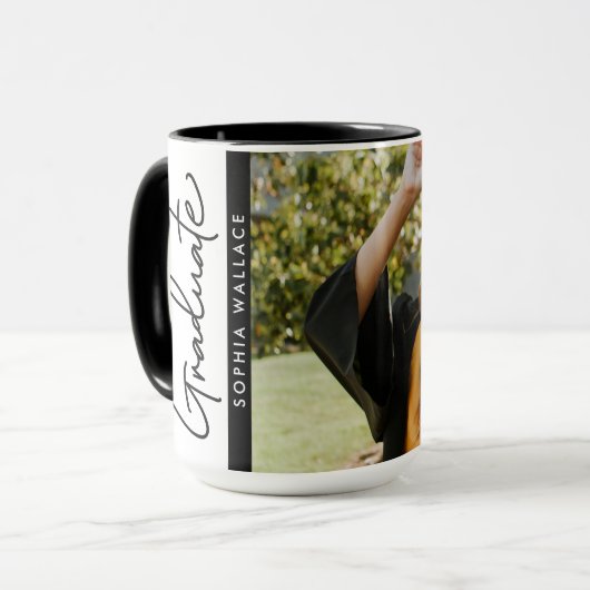 Klasse 2025 Graduate Modern Simple custom Foto Tasse (Vorderseite Links)