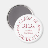Klasse 2025 Graduate Name Burgundy Typografy Magnet (Vorderseite/Rückseite)