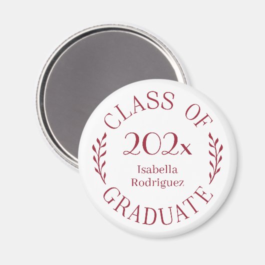Klasse 2025 Graduate Name Burgundy Typografy Magnet (Vorderseite/Rückseite)
