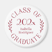 Klasse 2025 Graduate Name Burgundy Typografy Magnet (Vorne)