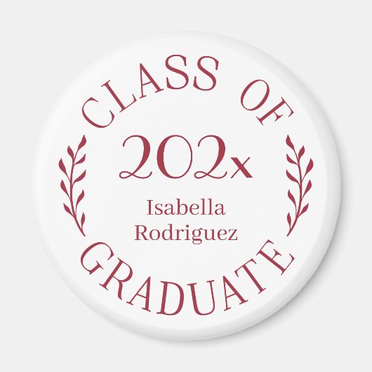 Klasse 2025 Graduate Name Burgundy Typografy Magnet (Vorne)