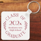 Klasse 2025 Graduate Name Burgundy Typografy Schlüsselanhänger (Rückseite)