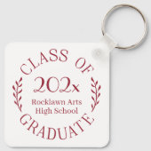 Klasse 2025 Graduate Name Burgundy Typografy Schlüsselanhänger (Rückseite)