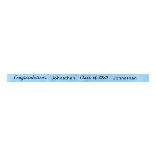 Klasse 2025 Graduate Name Light&Dark Blue Script Satinband (Vorderseite)