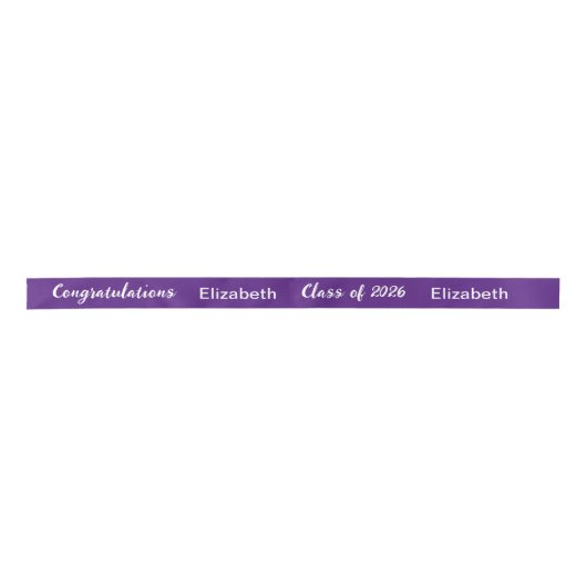 Klasse 2025 Graduate Name Lila & White Script Satinband (Vorderseite)