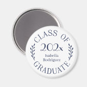 Klasse 2025 Graduate Name Navy Blue Typografy Magnet (Vorderseite/Rückseite)