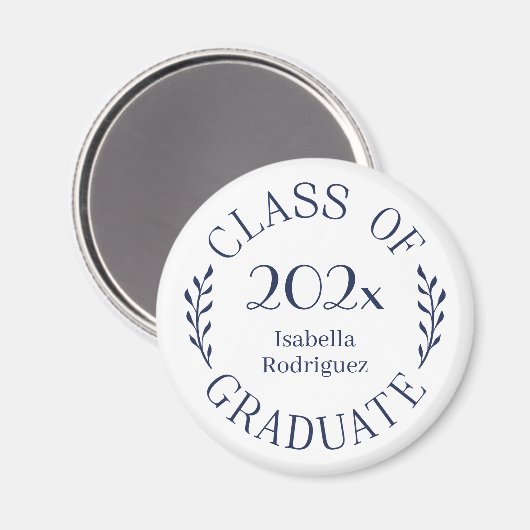 Klasse 2025 Graduate Name Navy Blue Typografy Magnet (Vorderseite/Rückseite)