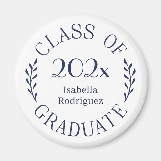 Klasse 2025 Graduate Name Navy Blue Typografy Magnet (Vorne)