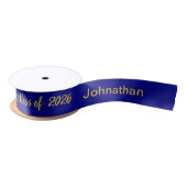 Klasse 2025 Graduate Name Navy und Gold Script Satinband (Spule)