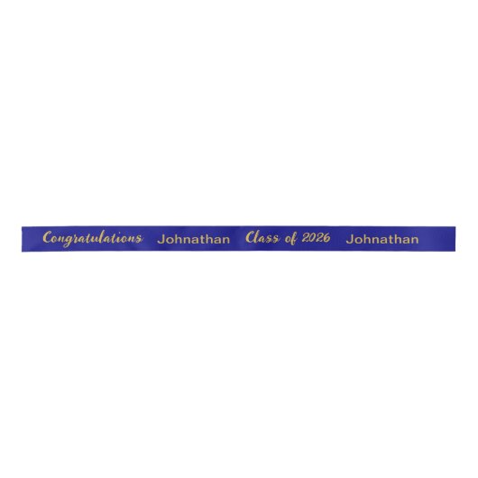 Klasse 2025 Graduate Name Navy und Gold Script Satinband (Vorderseite)