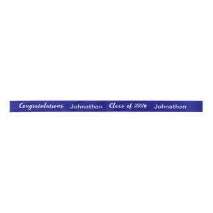 Klasse 2025 Graduate Name Navy und White Script Satinband