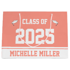 Klasse 2025 Graduate Name Peachy Pink und White Große Geschenktüte