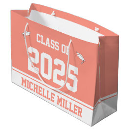 Klasse 2025 Graduate Name Peachy Pink und White Große Geschenktüte