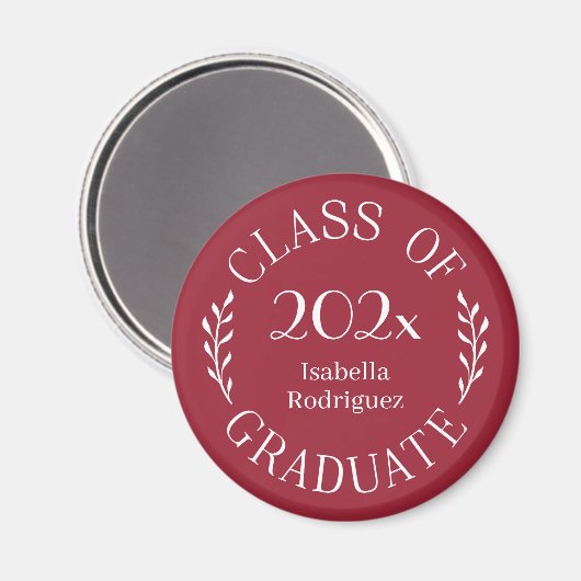 Klasse 2025 Graduate Name Typografy Burgundy Magnet (Vorderseite/Rückseite)