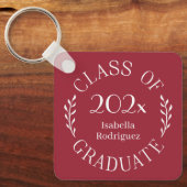 Klasse 2025 Graduate Name Typografy Burgundy Schlüsselanhänger (Vorderseite)