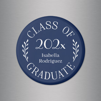Klasse 2025 Graduate Name Typografy Navy Blue Magnet