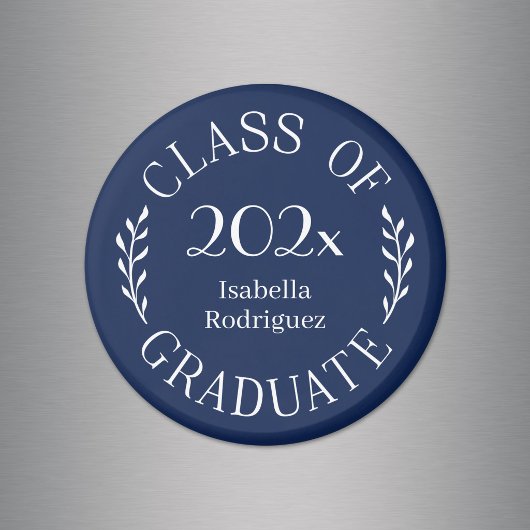 Klasse 2025 Graduate Name Typografy Navy Blue Magnet