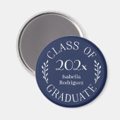 Klasse 2025 Graduate Name Typografy Navy Blue Magnet (Vorderseite/Rückseite)